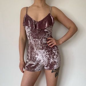 Urban Outfitters velvet playsuit - blush pink